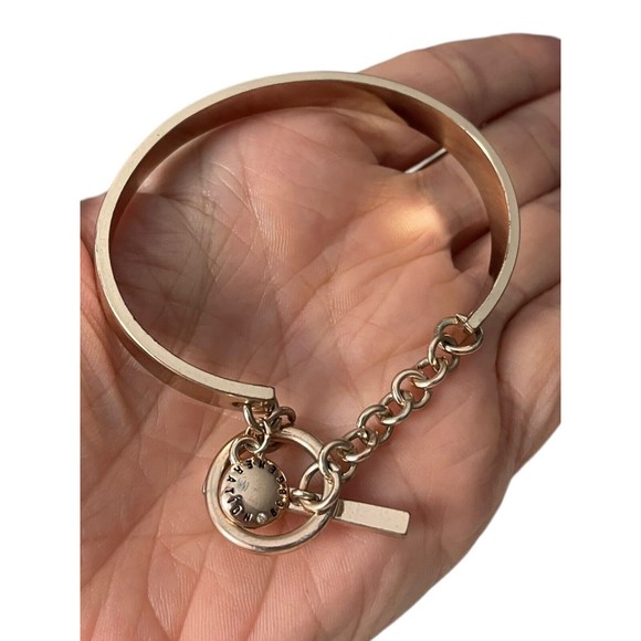 BCBGeneration Rose Gold-tone Rhinestone Happy Blessed Free Bangle Cuff Bracelet - Picture 9 of 10